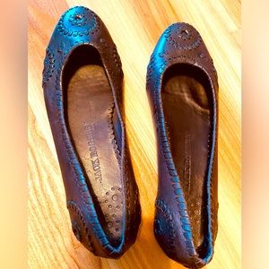 Jack Rogers Pinwheel Brown Flats Whipstitch Shoe-9.5